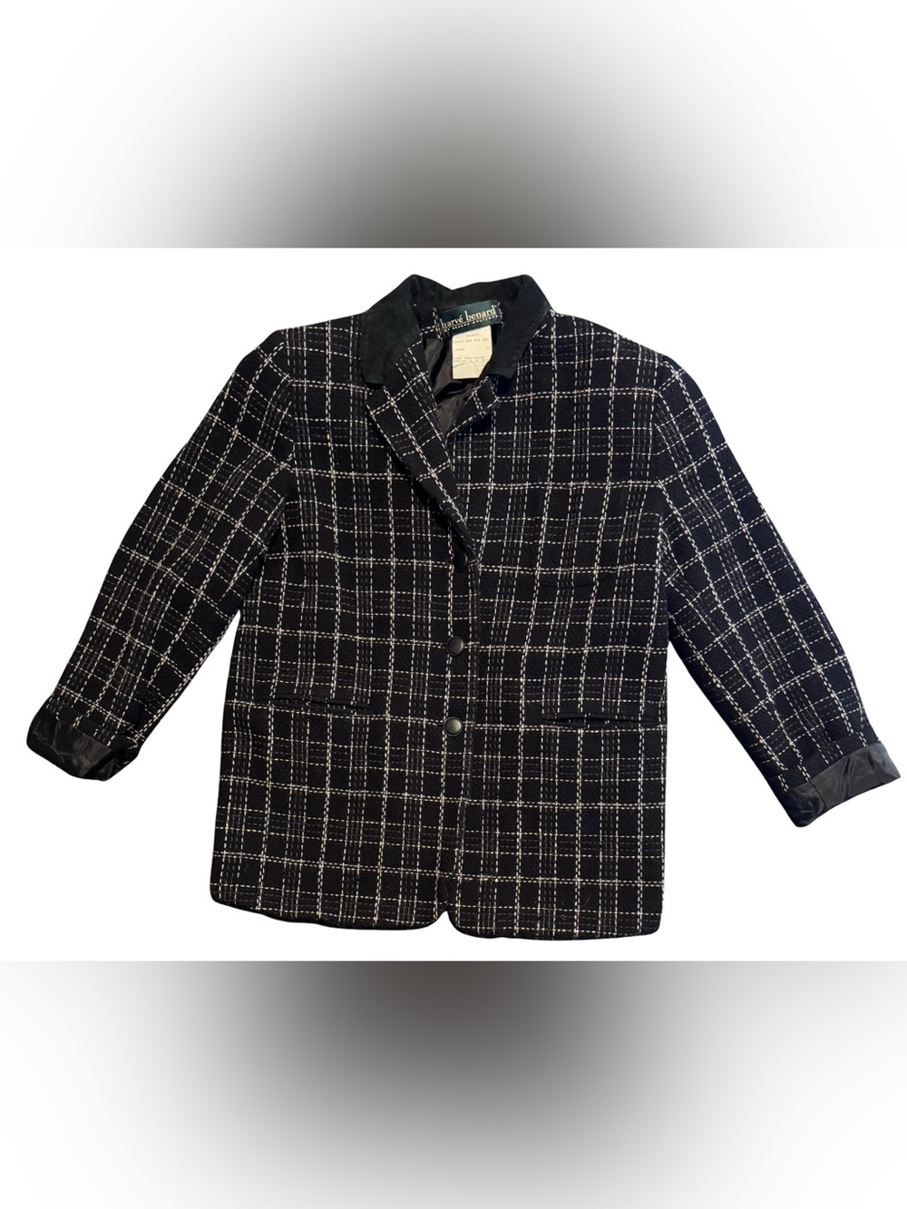 Vintage Harve Benard Wool Blazer Jacket Sz 12 100% Wool Plaid Tweed Grandpa Core
